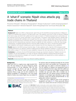 A 'What-If' Scenario: Nipah Virus Attacks Pig Trade Chains in Thailand