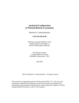 Analytical Configuration of Wheeled Robotic Locomotion