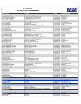 Afya Nafuu County Provider Panel Apa Insurance