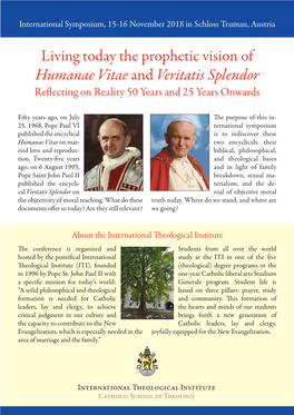 Humanae Vitae and Veritatis Splendor Reflecting on Reality 50 Years and 25 Years Onwards