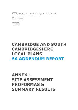 Cambridge and South Cambridgeshire Local Plans Sa Addendum Report
