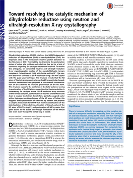 Toward Resolving the Catalytic Mechanism of Dihydrofolate Reductase Using Neutron and Ultrahigh-Resolution X-Ray Crystallography