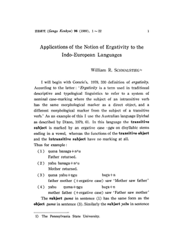 Applications of the Notion of Ergativity to the Indo-European Languages