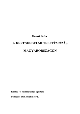 A Kereskedelmi Televíziózás Magyarországon