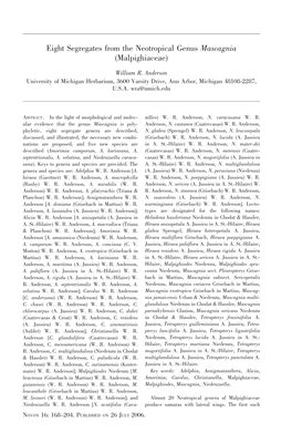 Eight Segregates from the Neotropical Genus Mascagnia (Malpighiaceae)