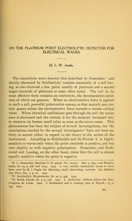 On the Platinum Point Electrolytic Detector for Electrical Waves