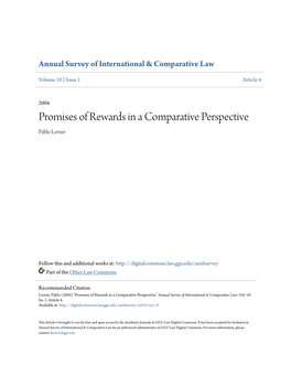 Promises of Rewards in a Comparative Perspective Pablo Lerner
