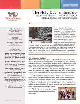 Holy Days, Celebrations, and Observances of January 2012.Pub
