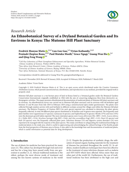 An Ethnobotanical Survey of a Dryland Botanical Garden and Its Environs in Kenya: the Mutomo Hill Plant Sanctuary