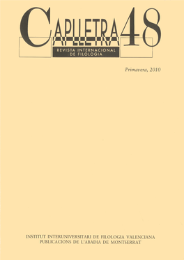 Caplletra: Revista Internacional De Filologia Núm. 48, Primavera De 2009