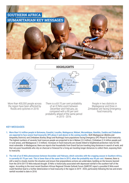 Southern Africa Humanitarian Key Messages