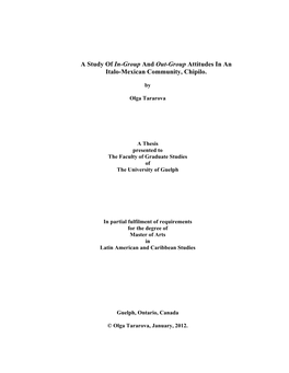 A Study of In-Group and Out-Group Attitudes in an Italo-Mexican Community, Chipilo