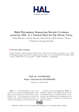 High-Throughput Sequencing Reveals Cyclamen Persicum Mill