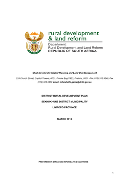 District Rural Development Plan Sekhukhune District