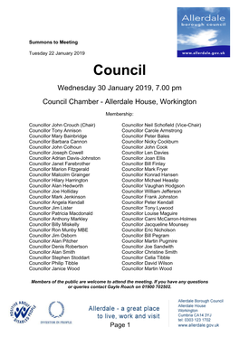 (Public Pack)Agenda Document for Council, 30/01/2019 19:00