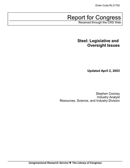 Steel: Legislative and Oversight Issues