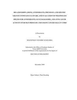 Relationships Among Antioxidants, Phenolics, and Specific