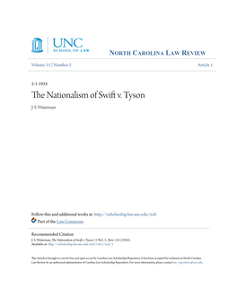 The Nationalism of Swift V. Tyson*