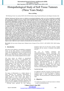 Histopathological Study of Soft Tissue Tumours (Three Years Study)