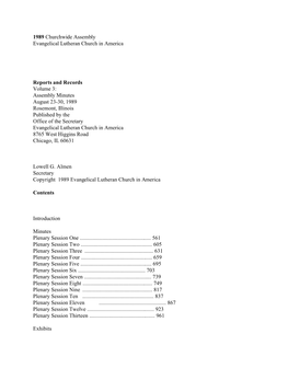 Churchwide Assembly Minutes 1989