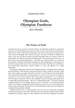 Olympian Gods, Olympian Pantheon Ken Dowden