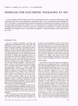 Modeling for Electronic Packaging at Apl