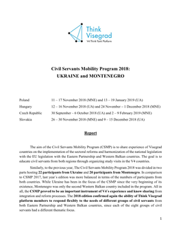 Civil Servants Mobility Program 2018: UKRAINE and MONTENEGRO