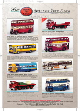 RELEASES ISSUE 6 2008 1:76 Scale/00 Gauge Precision Diecast Models