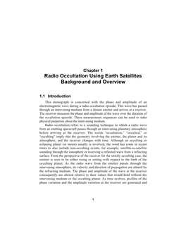 Radio Occultation Using Earth Satellites Background and Overview