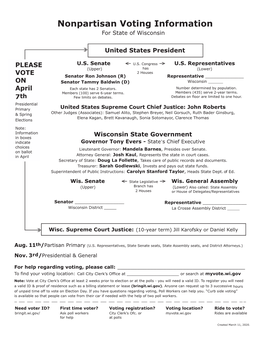 Nonpartisan Voting Information for State of Wisconsin