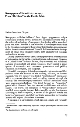 Newspapers of Hawai'i 1834 to 1903: from 