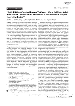 Highly Efficient Chemical Process to Convert Mucic Acid Into Adipic Acid