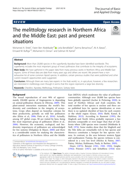 The Melittology Research in Northern Africa and the Middle East: Past and Present Situations Mohamed A