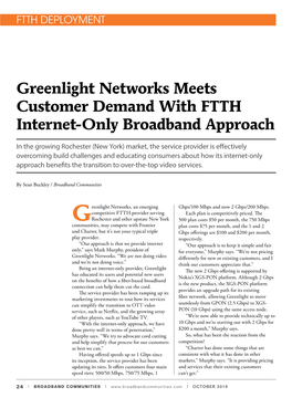 Greenlight Networks Meets Customer Demand with FTTH Internet-Only Broadband Approach