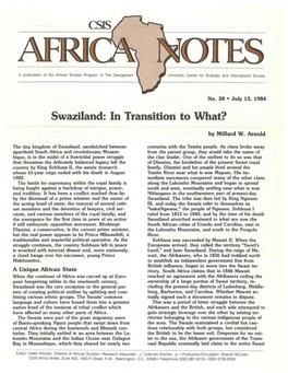 Swaziland: in Transition to What?