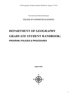 Graduate Student Handbook, August15, 2016