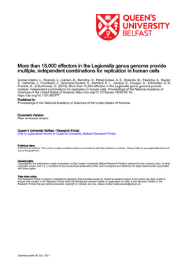 More Than 18000 Effectors in the Legionella Genus Genome Provide Multiple, Independent Combinations for Replication In