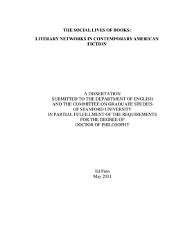 The Social Lives of Books: Literary Networks in Contemporary American Fiction