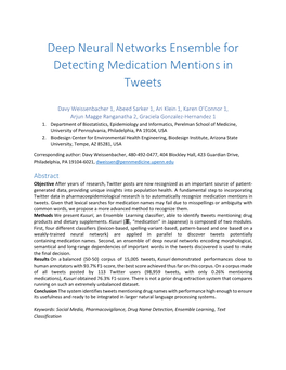 Deep Neural Networks Ensemble for Detecting Medication Mentions In