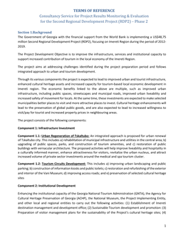 TERMS of REFERENCE Consultancy Service for Project Results Monitoring & Evaluation for the Second Regional Development Project (RDP2) – Phase 2