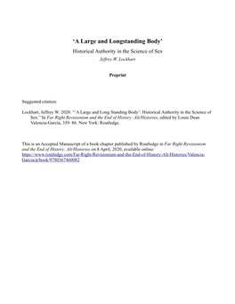 'A Large and Longstanding Body'