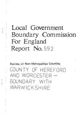County of Hereford and Worces'er - Boundary W ~H Warw Cksh R Local Government