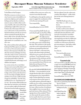 Davenport House Museum Volunteer Newsletter