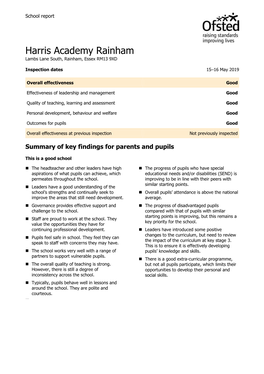 Harris Academy Rainham Lambs Lane South, Rainham, Essex RM13 9XD