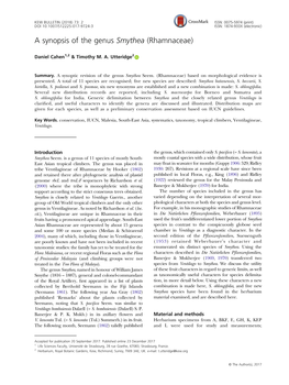 A Synopsis of the Genus Smythea (Rhamnaceae)
