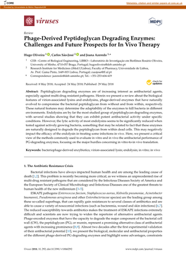 Phage-Derived Peptidoglycan Degrading Enzymes: Challenges and Future Prospects for in Vivo Therapy