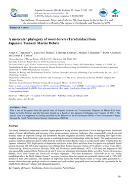 Teredinidae) from Japanese Tsunami Marine Debris