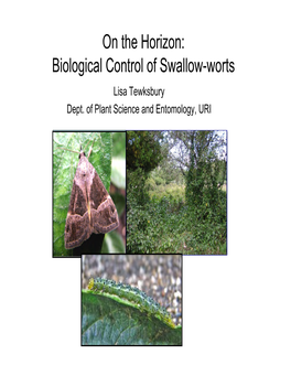 Biological Control of Swallow-Worts Lisa Tewksbury Dept