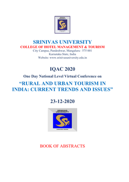 Srinivas University Iqac 2020 ―Rural and Urban