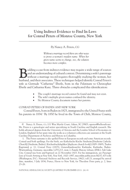 Using Indirect Evidence to Find In-Laws for Conrad Peters of Monroe County, New York